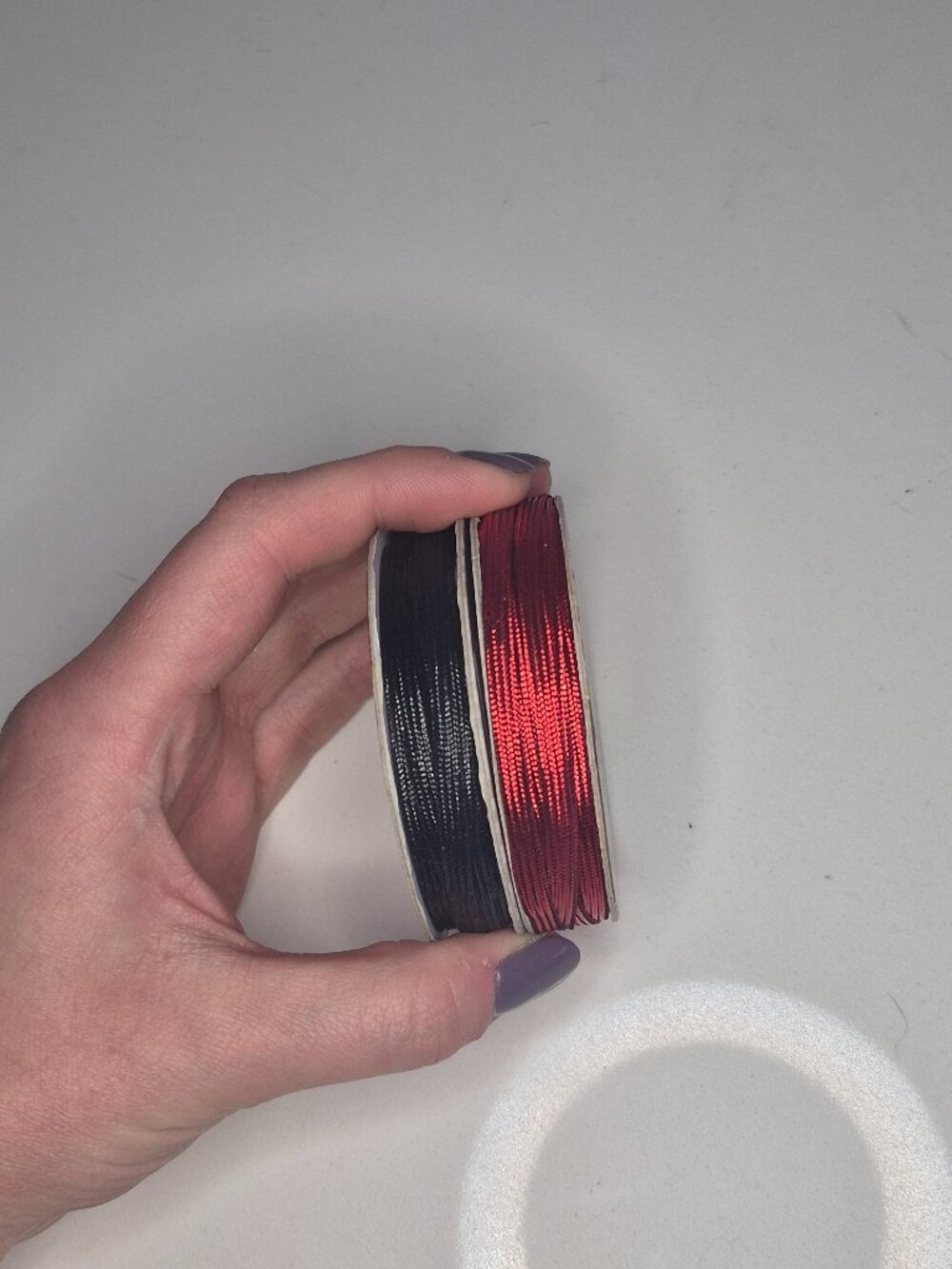 Mixed Lot Of 2 Crafting Ribbon 5/32" Black And Red Color Ribbon Spools